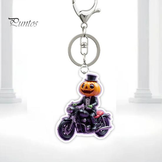 Spooky Bag Accessory Halloween Pumpkin Rider Acrylic Keychain, Motorcycle Man Key Wear Resistant Ornament Ring, Backpacks Handbags Decorative
