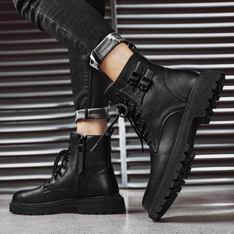 Fashion Genuine Leather Men's Boots Fashion Designer Style Daily Office Outdoor Party Walking Motorcycle Men's Autumn and Winter Shoes