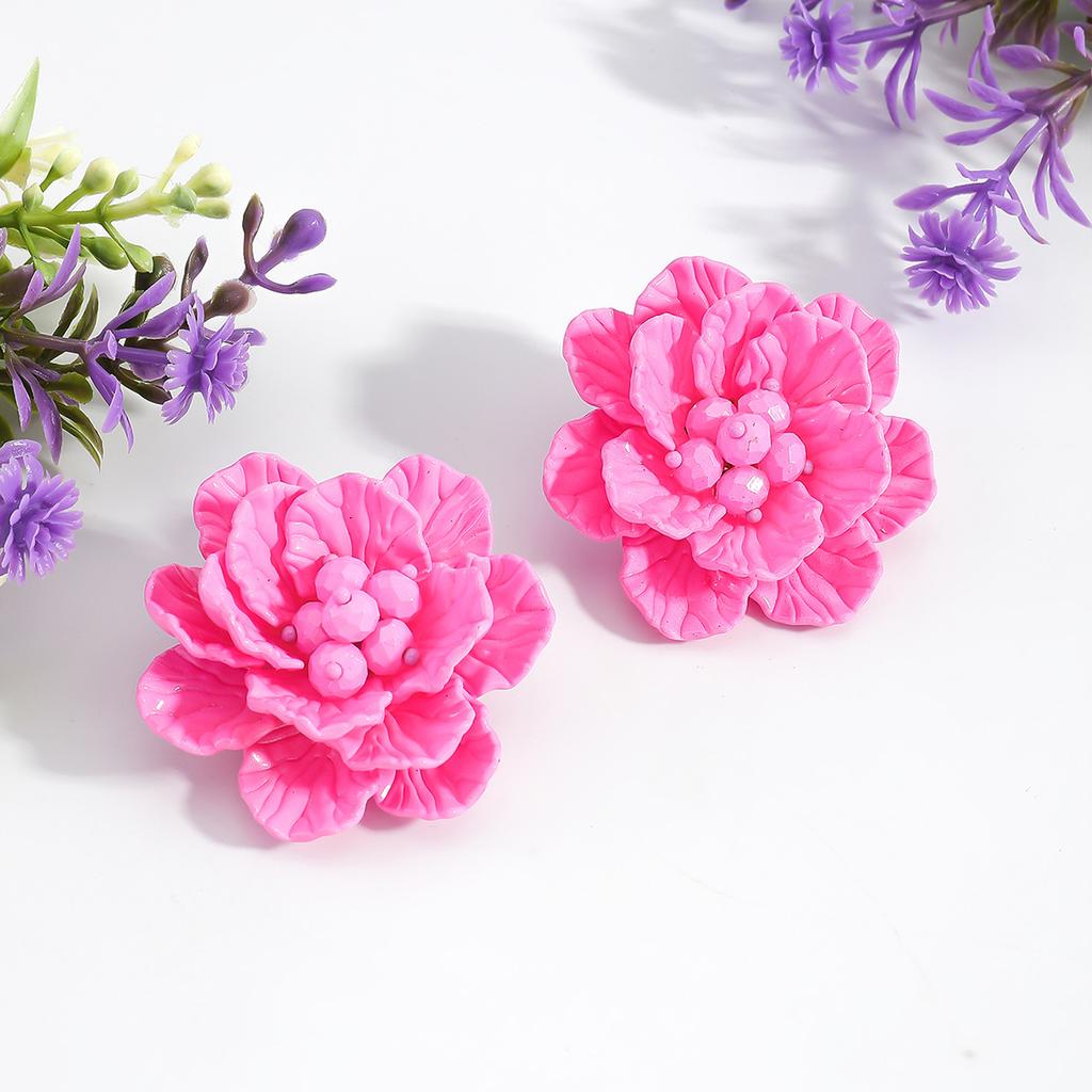 Retro double-layer handmade flower stud earrings personalized fashion three-dimensional petal temperament versatile small fresh earrings women
