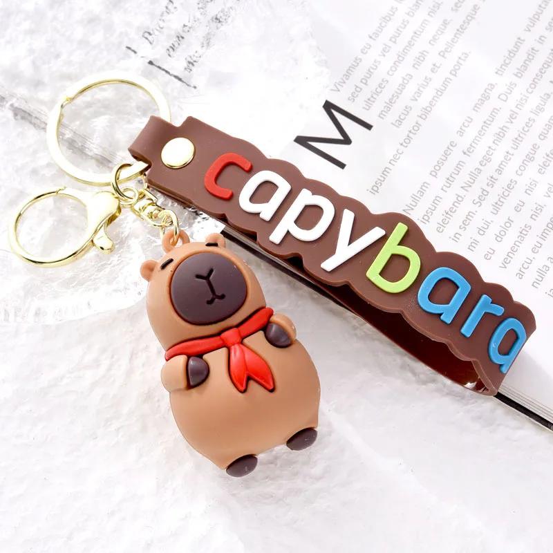 Adorable Capybara Key Ring 3D Capybara Figurine Bag Clip Decor for Children School Backpacks and Automotive Keychains