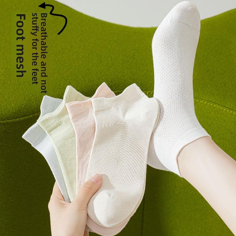Women's Cotton Summer Lightweight Antibacterial and Deodorant Cotton Socks with Mesh Ventilation for Good Moisture Absorption