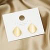 Design Sense Geometric Rhombus Frosted Metal Stud Earrings, Niche Hong Kong Style Gold Square Earrings