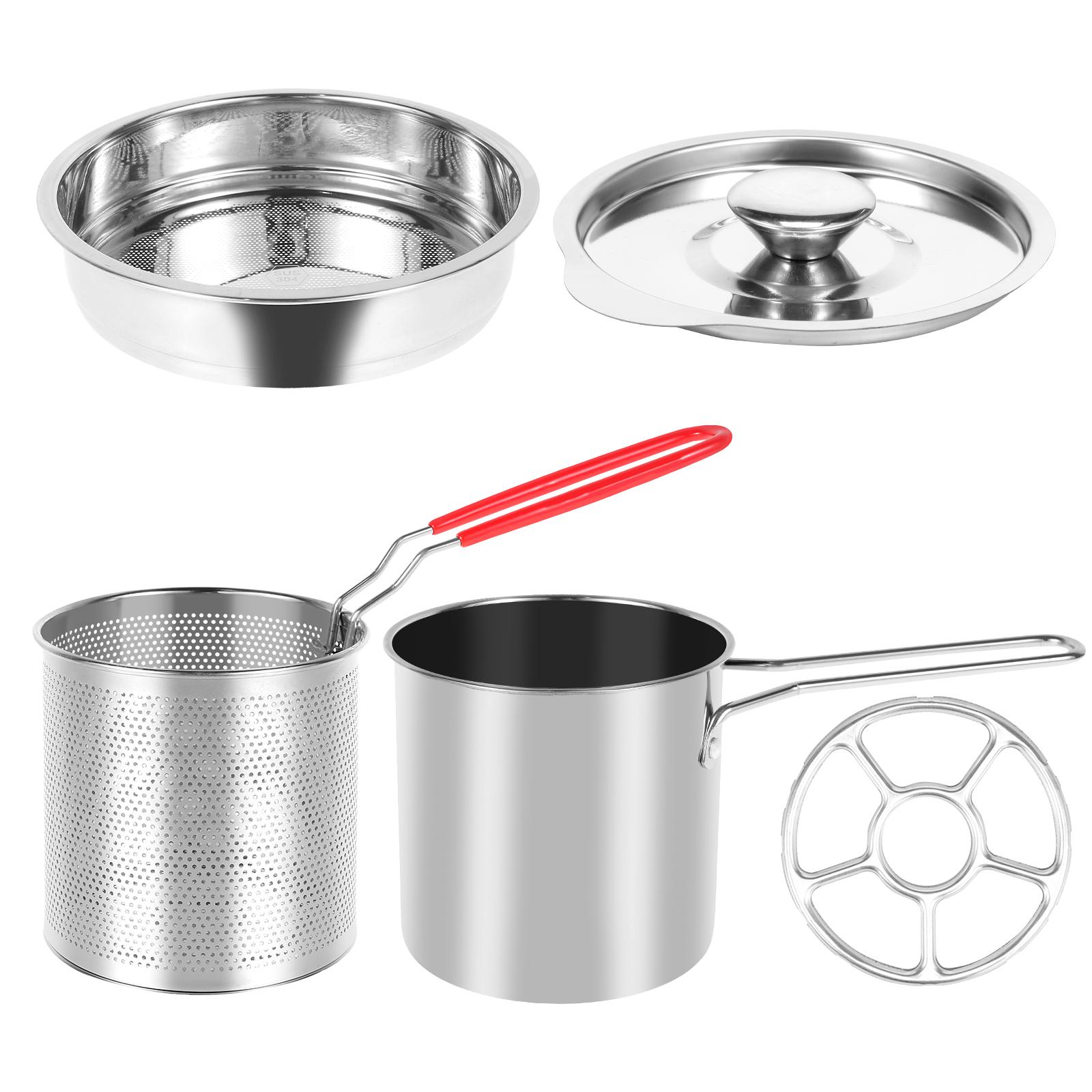 

Набор мини-фритюрниц из нержавеющей стали, термостойкая фритюрница со съемной ручкой, можно мыть в посудомоечной машине, без покрытия, масляный фильтр