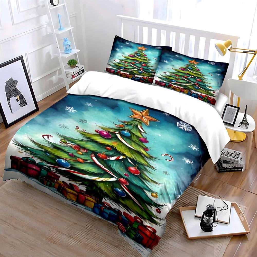 Christmas Tree with Gifts Bedding Duvet Cover Set Duvet Cover Pillowcases  (1*Duvet Cover 2*Pillowcases, without duvet insert)