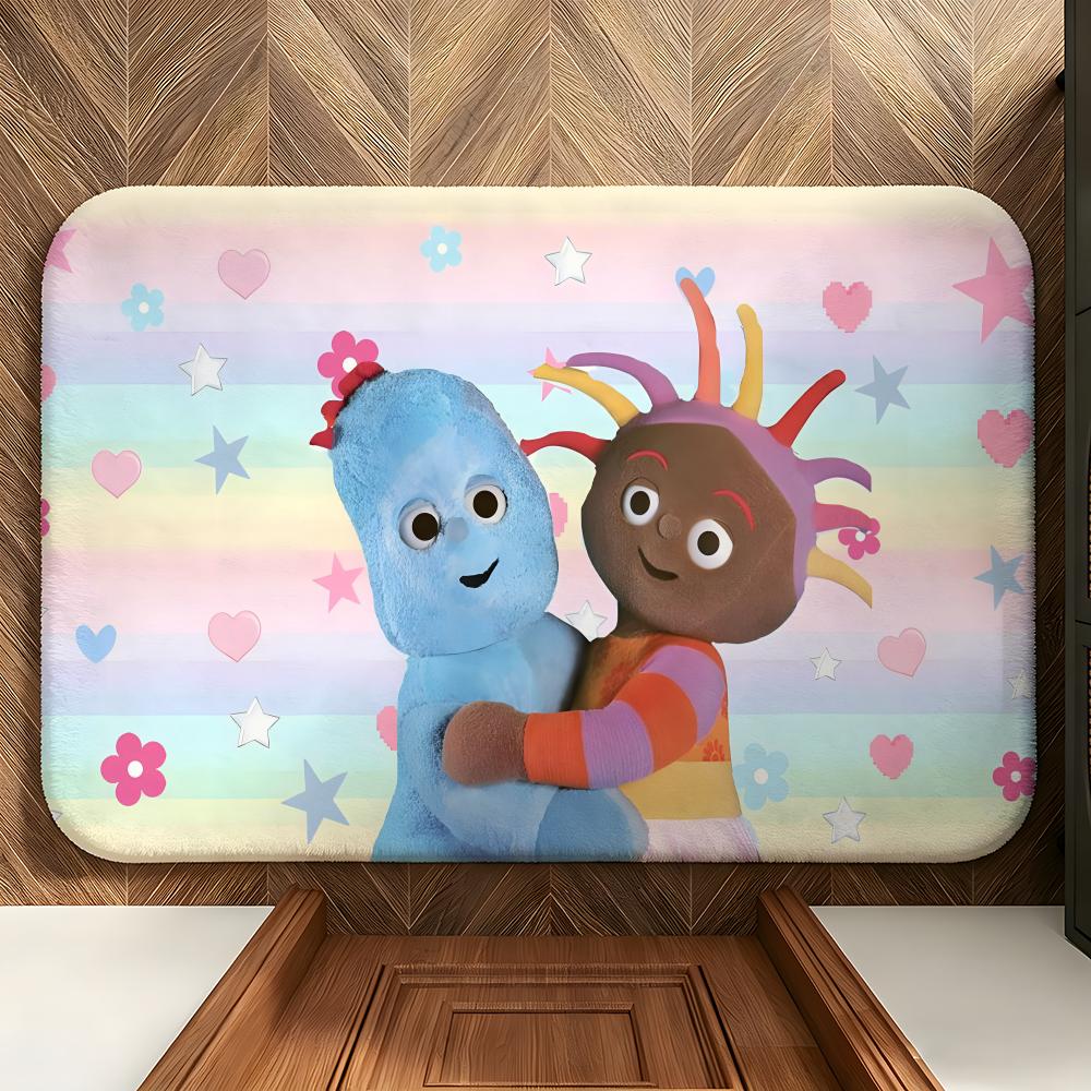 Cartoon I-In the Night G-Garden Floor Mat Soft Flannel Floor Mat  Suitable for Entryways, Living Rooms, Bedrooms, and Bathrooms