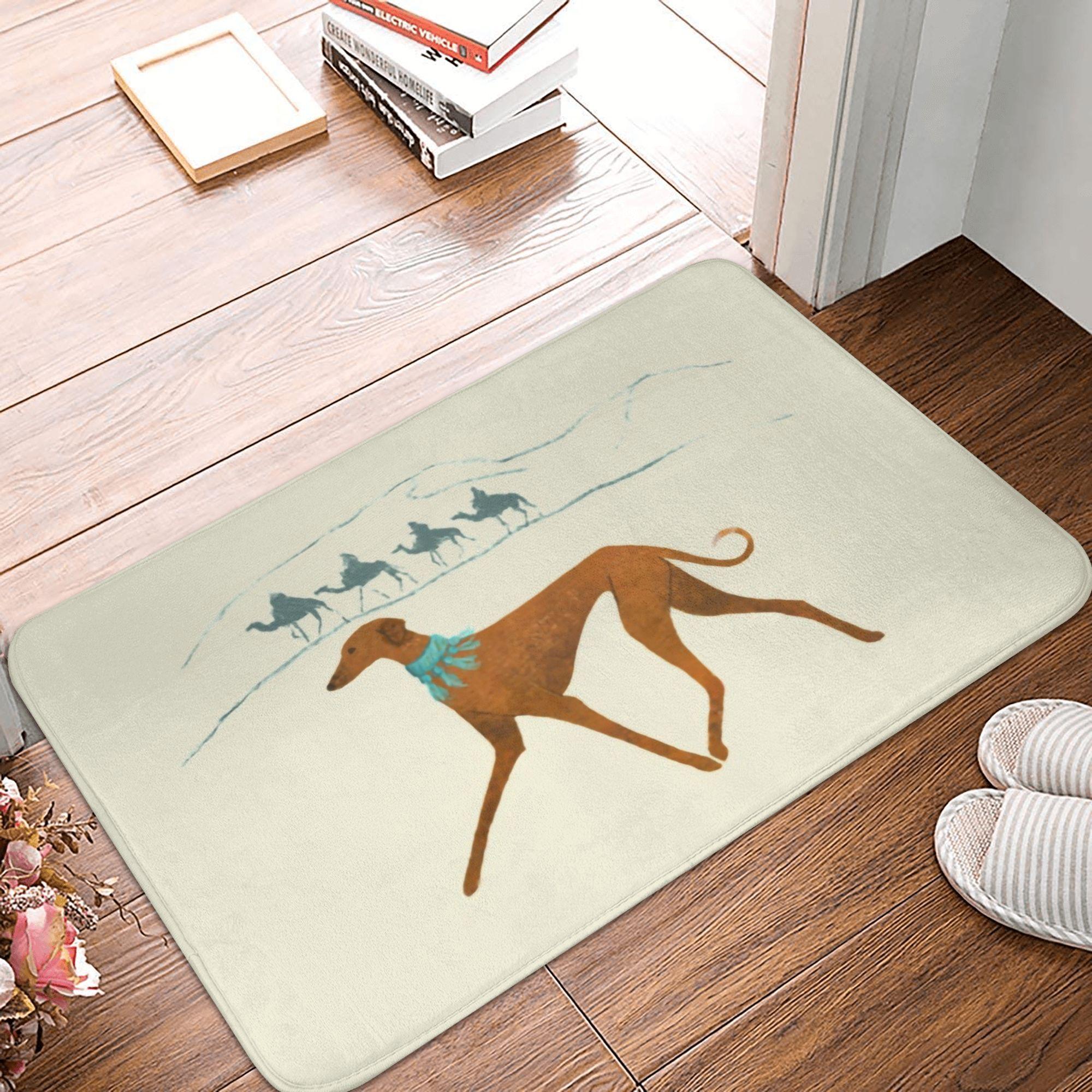 Funny Cartoon Whippet Dog Doormat Anti-Slip Bath Kitchen Mat Living Room Floor Door Entrance Carpet Rug 40x60cm