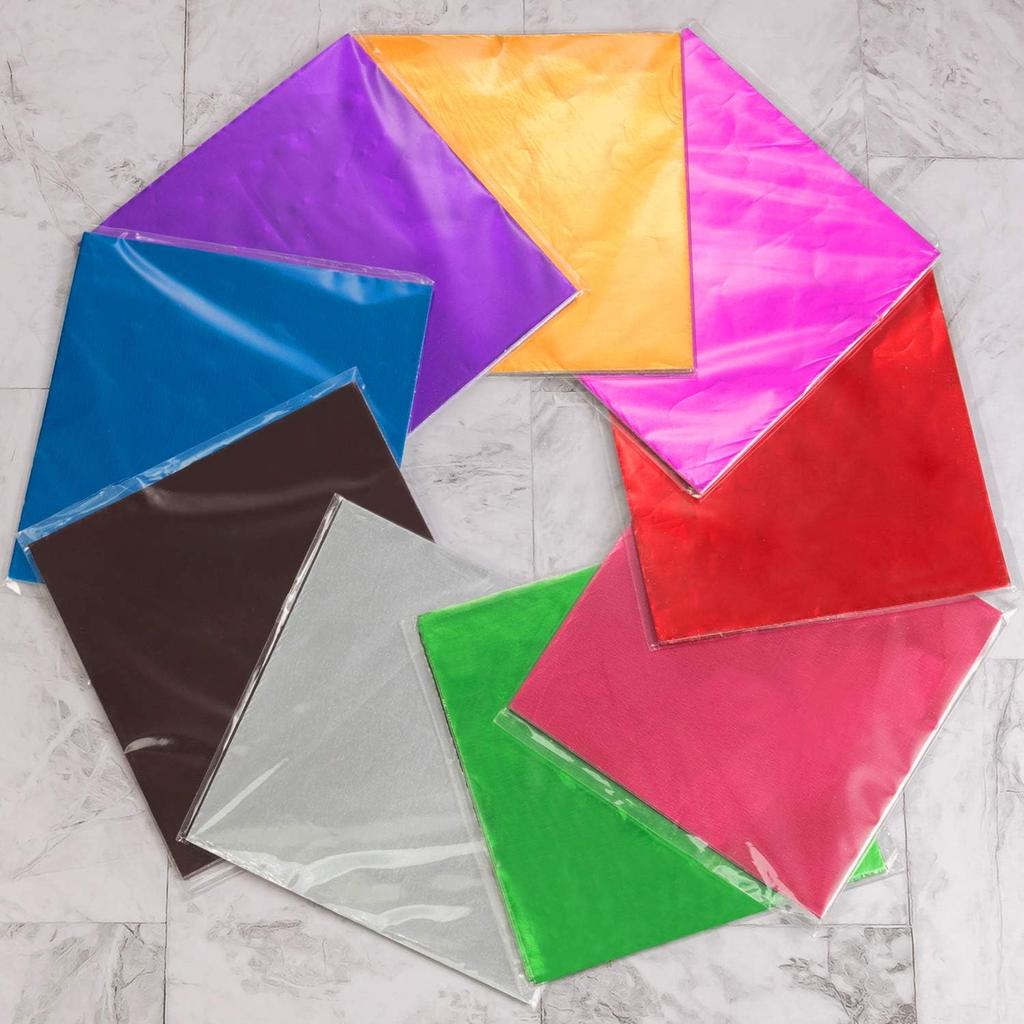 900 Pieces Chocolate Wrappers Candy Wrappers Aluminium Foil Packaging for Homemade Caramel and DIY Candies Decoration Square 4 x 4 Inches, 9 Colors