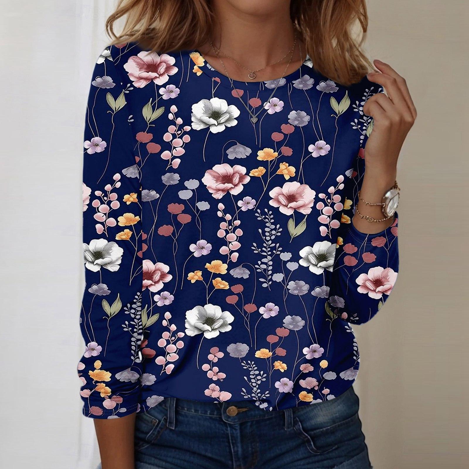 

Жіночі сорочки з довгим рукавом. Трійники з милим принтом. Блузки. Повсякденні топи. Пуловери. XXXXXL синій