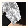 Women's White Striped Oversized Long Sleeve Shirt Casual Loose-Fit Blouse