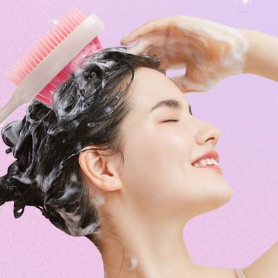Two-sided Silicone Shampoo Brush Scalp Massage Brush Head Washing Comb Long Handle Hair Massager Body Scrubber Hair Accessories