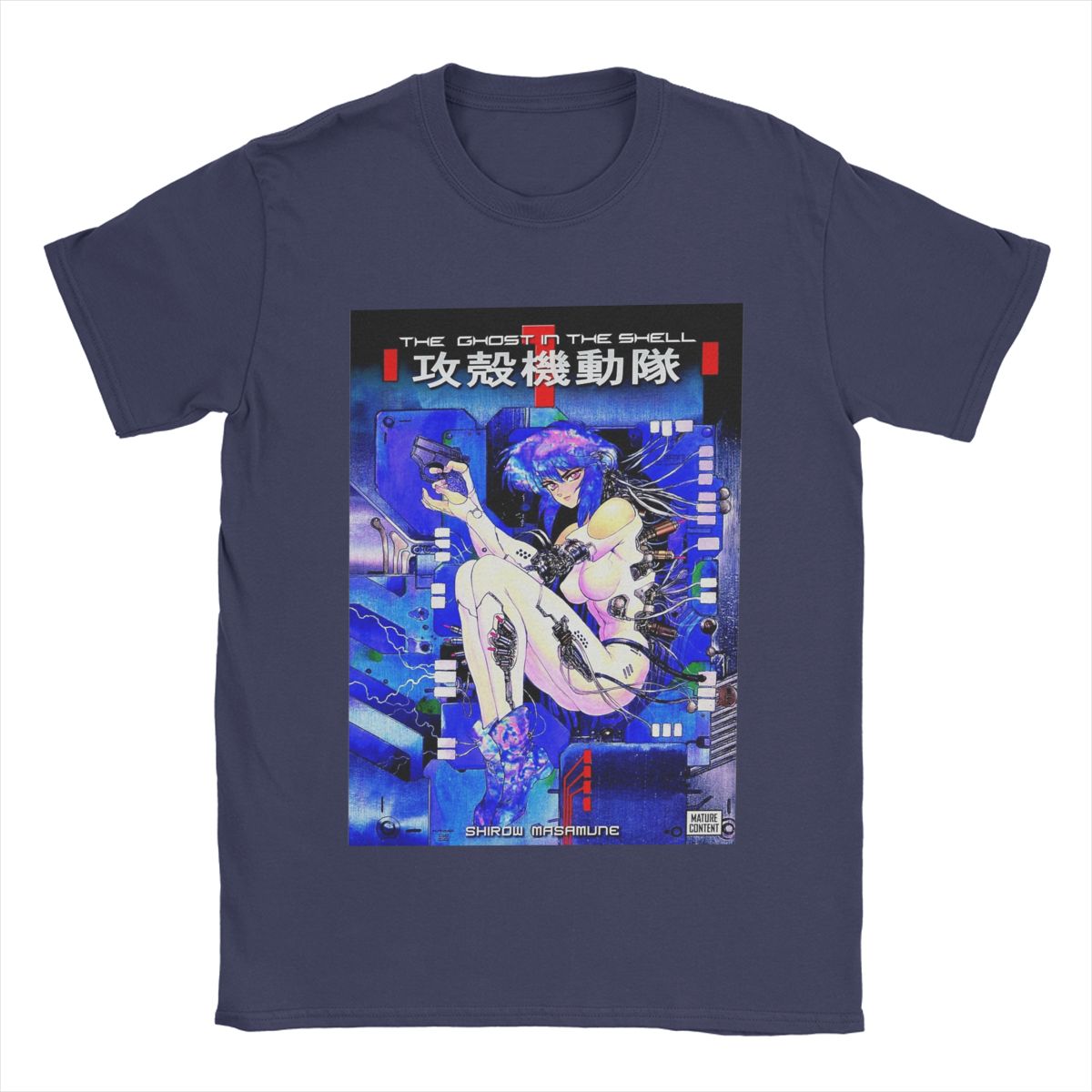 

Mokoto Ghost In The Shell T-Shirts Men Anime Manga Amazing Cotton Tee Shirt Crew Neck Short Sleeve T Shirts Gift Idea Tops 4XL
