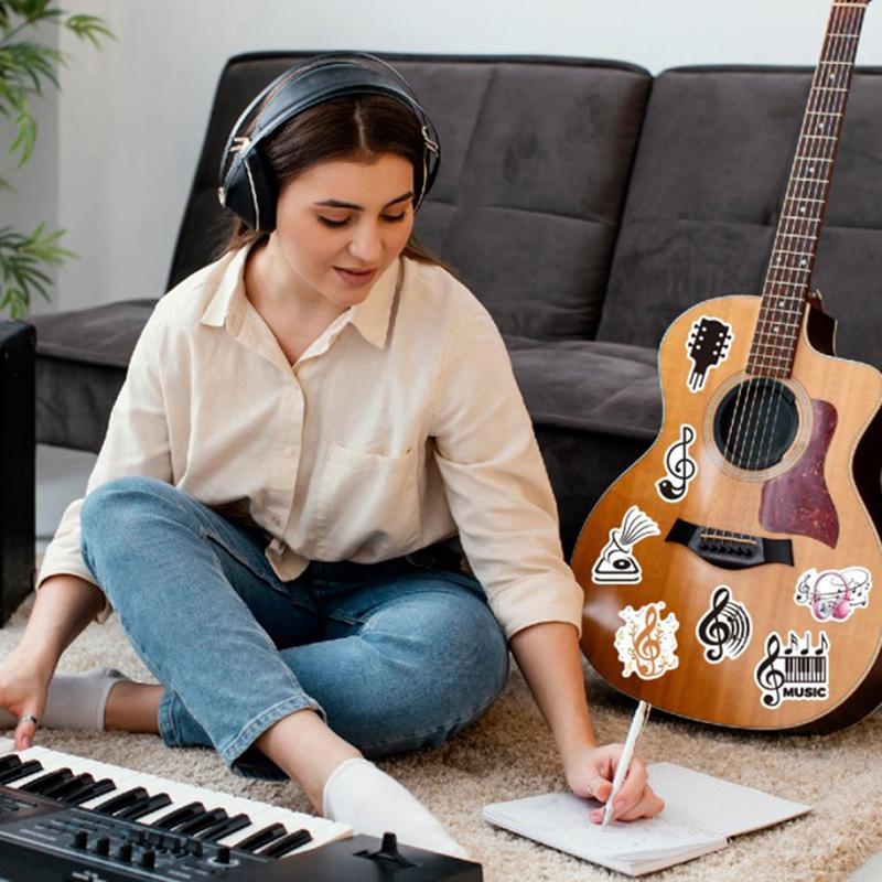 Cartoon Musical Note Stickers For Car Suitcase Skateboard Guitar Laptop Phone Notebook Diy Decor Waterproof Sticker Toys Gifts