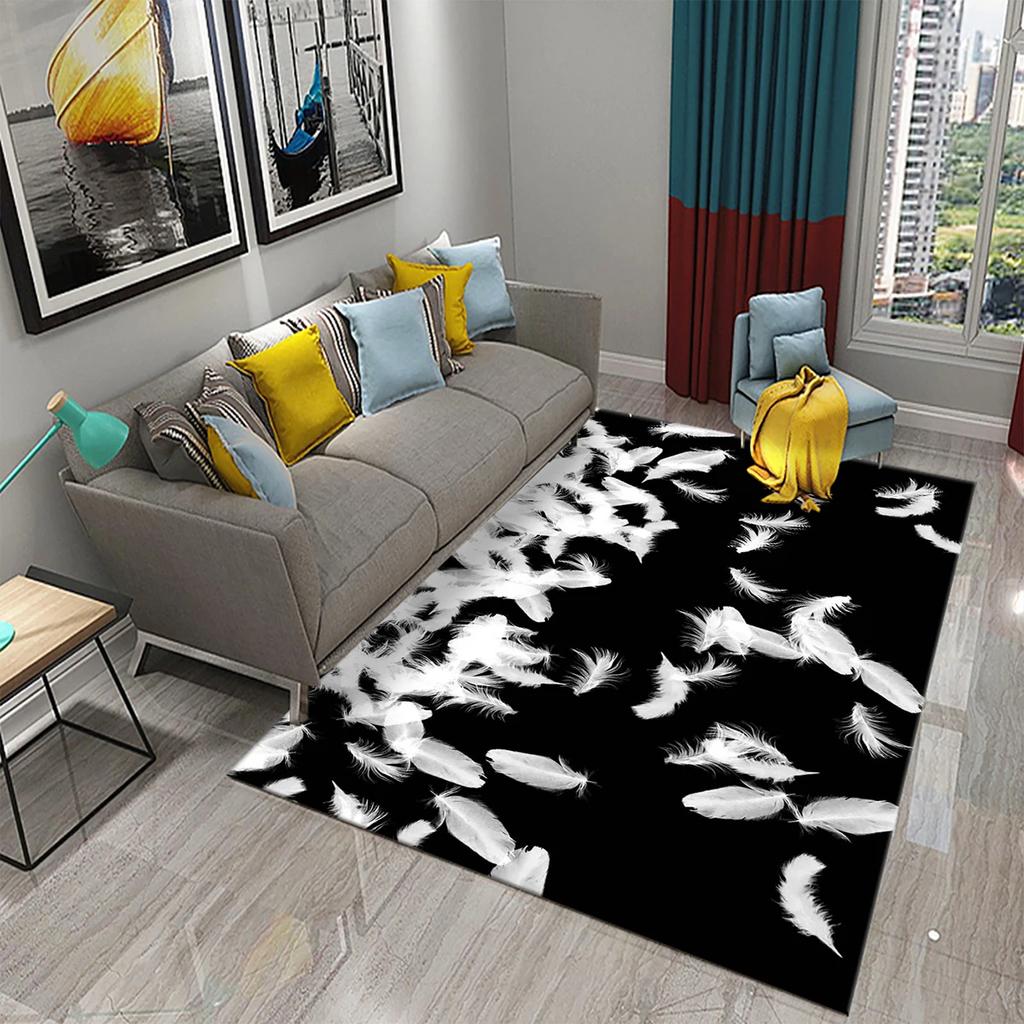 Colorful Feather Carpet for  Living Room Sofa Coffee Table Light Luxury Carpet Family Bedroom Bedside Rugs Bathroom Non-slip Rug