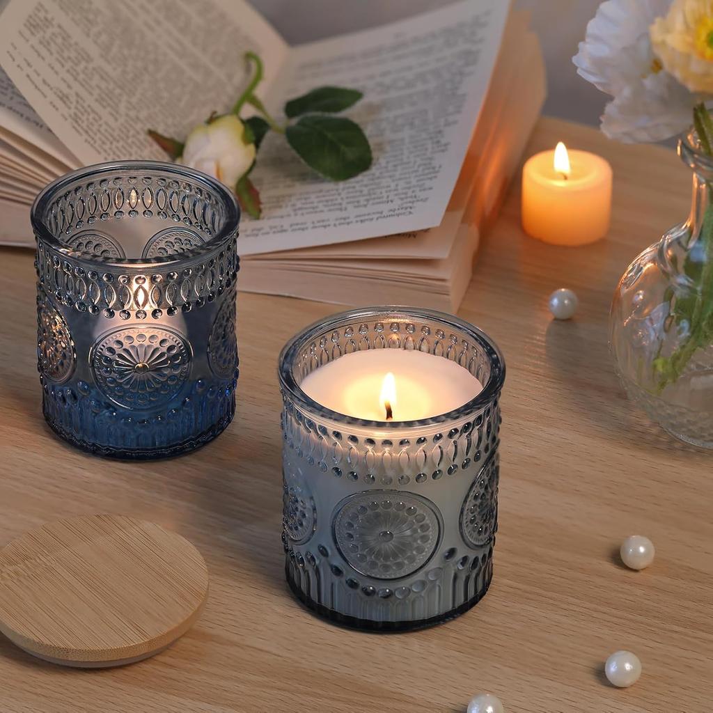 12PCS Votive Glass Candle Holders Candle Jars Empty Containers for Candle Making DIY Crafts Christmas Halloween Gift Supplies