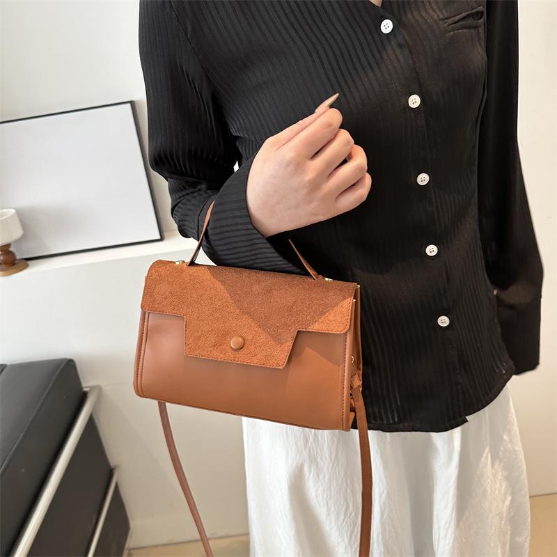 Retro Matte Handbag  New Spring Fashion Solid-color Shoulder Bag  Patchwork Handbag  Textured Crossbody Bag