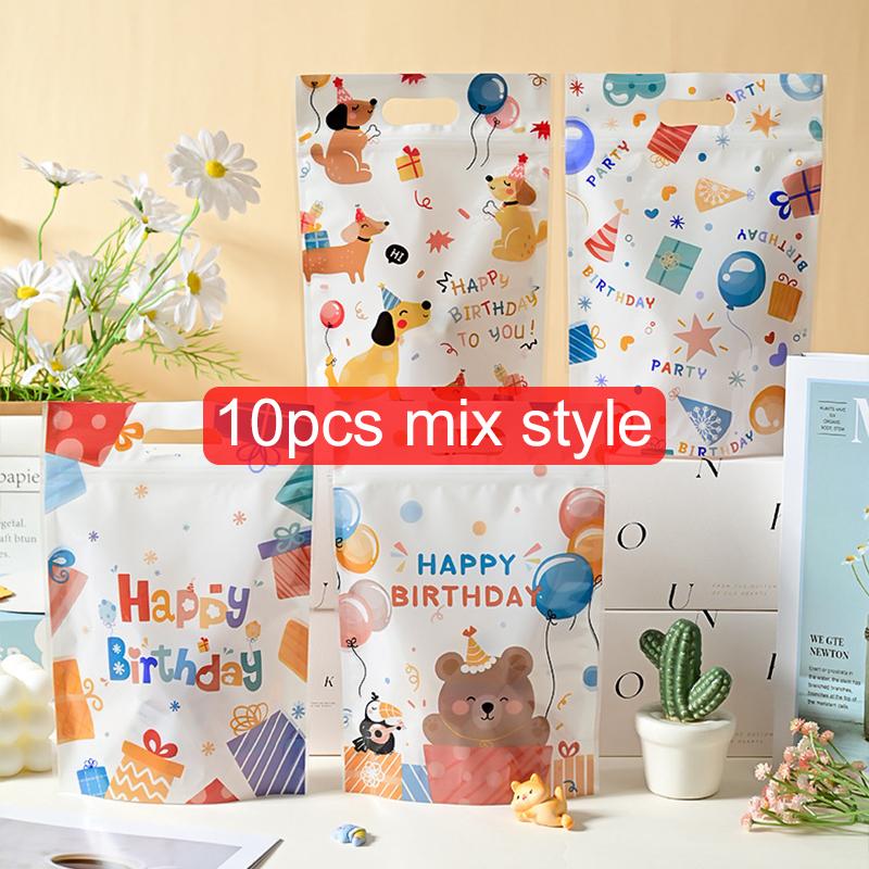 10/20/30/50pcs Stand-up Pouch Birthday Style Cute Cartoon Pattern Gift Storage Bag  Snowflake Crisp Cookies Nougat Bags TMZ