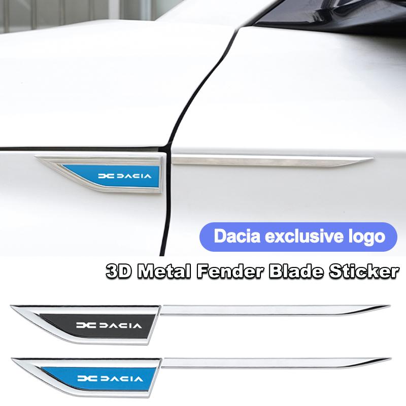BGS1 2Pcs Metal Car Sticker Dacia Emblem Fender Blade Styling Badge Decal For Dacia Spring Sandero Stepway Dokker Lodgy Jogger Duster