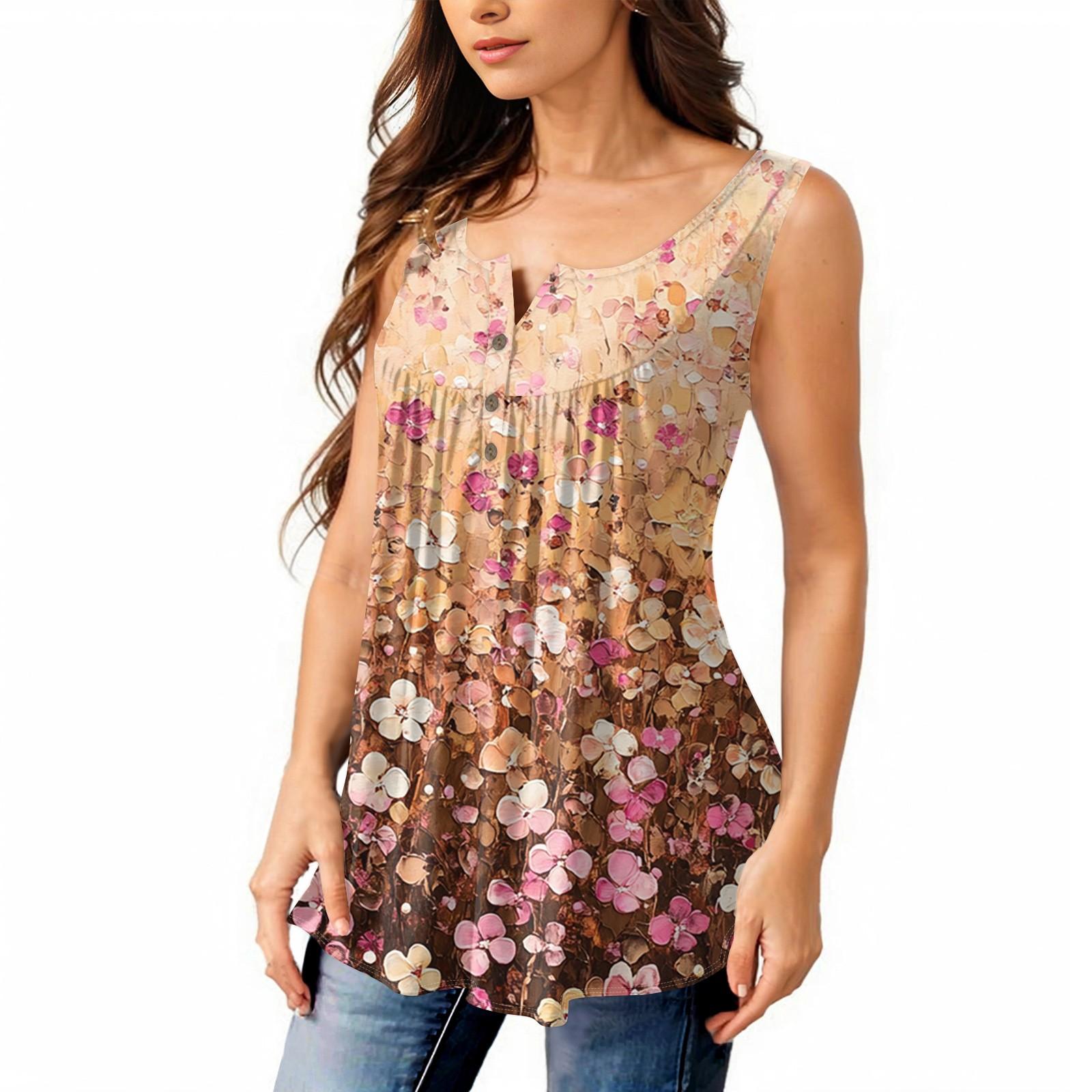 

Жіноча модна плісирована повсякденна футболка без рукавів і жилетка на ґудзиках L помаранчевий