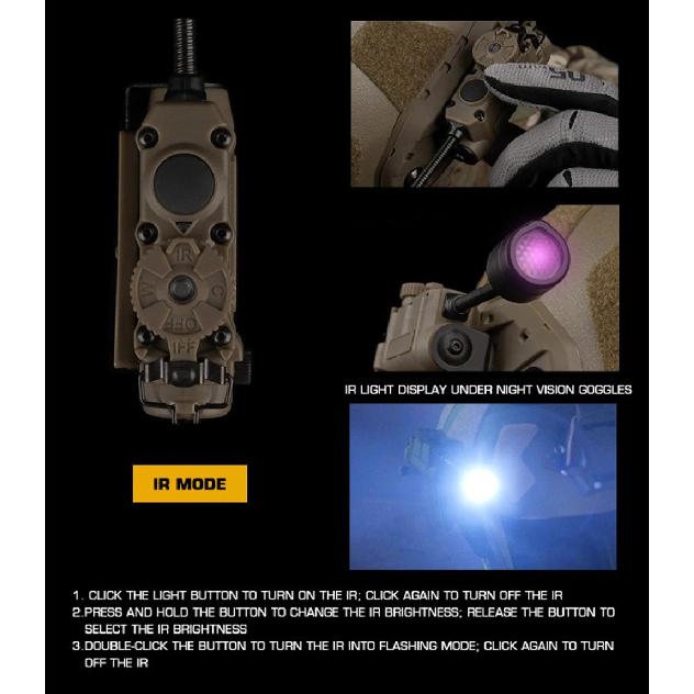 Sidewinder Helmleuchte Taktische Stroboskoplicht Rot/Grün/Blau/Weiß/IR Kopf IFF Licht Jagd Angeln Hilfs-LED-Taschenlampe