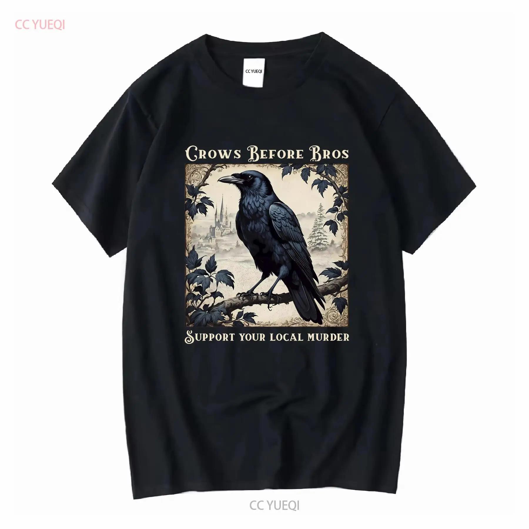 Crows Before Bros Crow T Shirt Vintage Halloween Raven Support Your Local Murder Goblincore Witchy Dark Academia Clothing S разноцветный