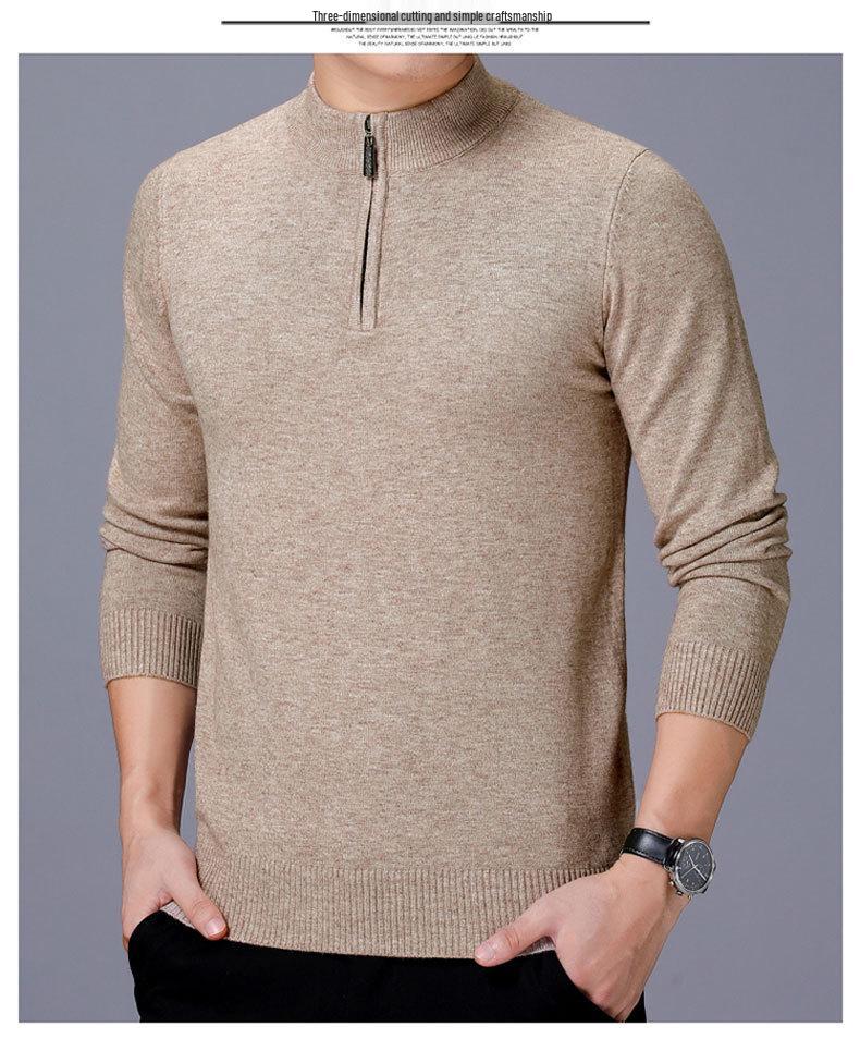 Men's New Arrival Half-Zip Knit Sweater - Thick, Warm, Pure Color for Autumn/Winter