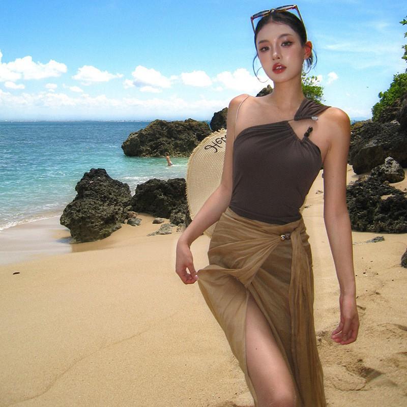 

Swimwear Feminine Two-piece Suit Covering Belly Slimming Hot Vacation Style One-piece Swimming M