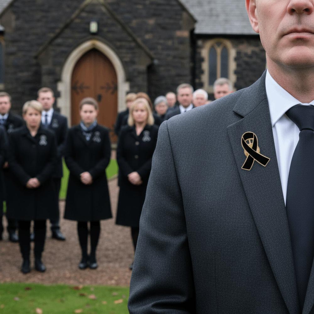 White Funeral Ribbon Badge Brooch Awareness Black Bow Brooch Pin  Brooch Accessories