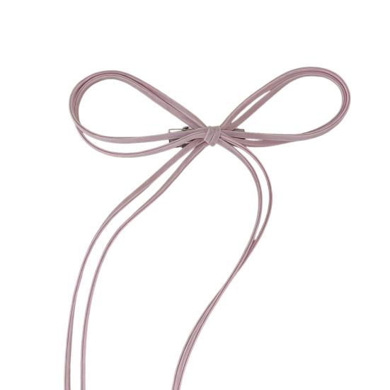 Suede Texture Long Ribbon Double Bow Hair Clip Half-Tied Hair Ponytails Autumn розовый