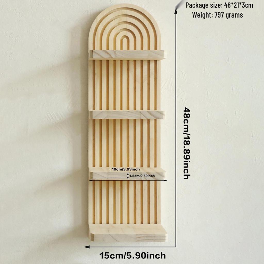 Creative Oval Solid Wood Wall Shelf - Home Living Room Decor