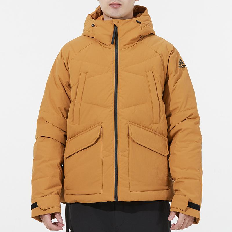 Adidas Big Baffle Zip-Up Hooded Down Jacket Men Outerwear Ginger GQ2506