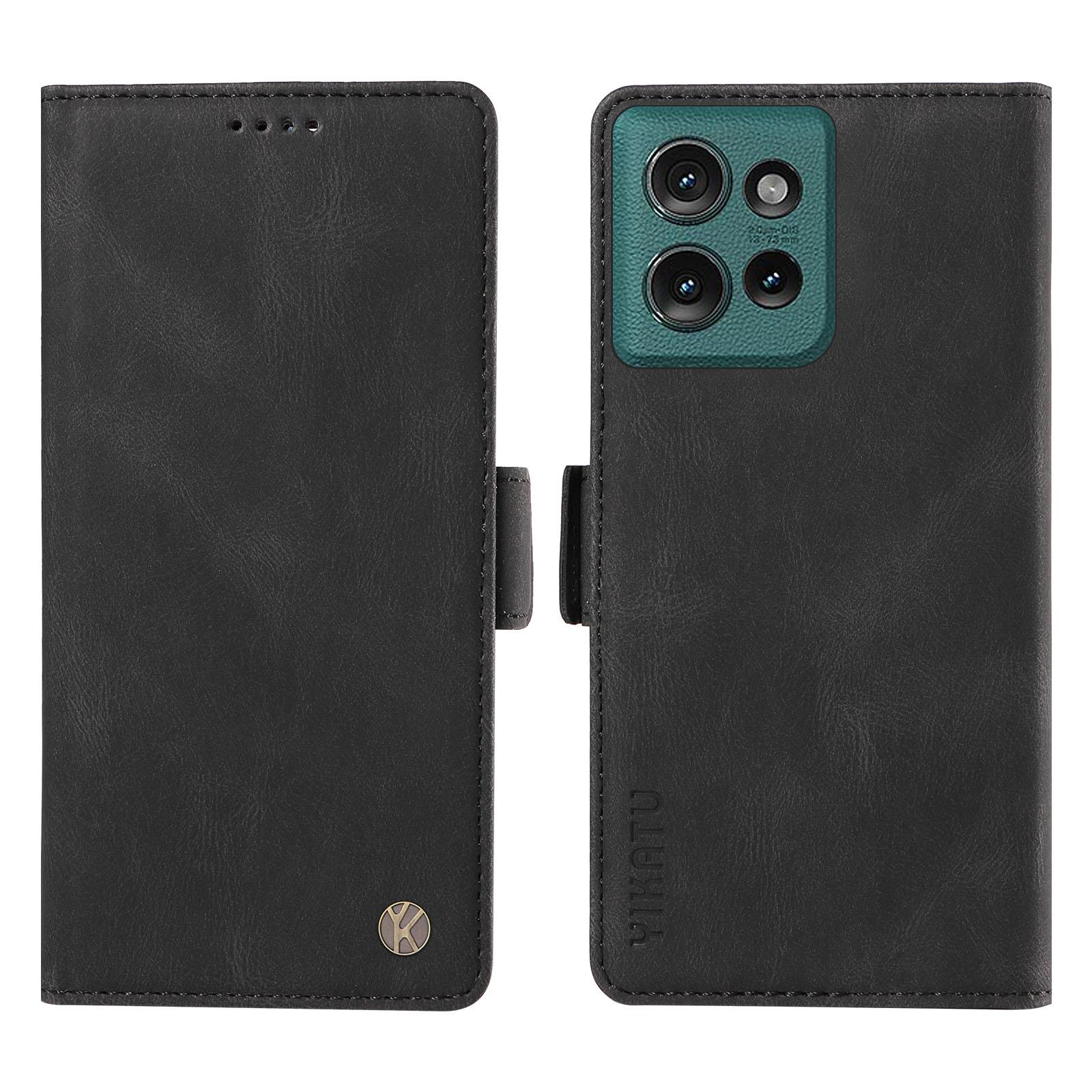 

YIKATU YK-005 For Motorola Edge 50 5G Case PU Leather Wallet Phone Cover Skin Touch Feeling Black