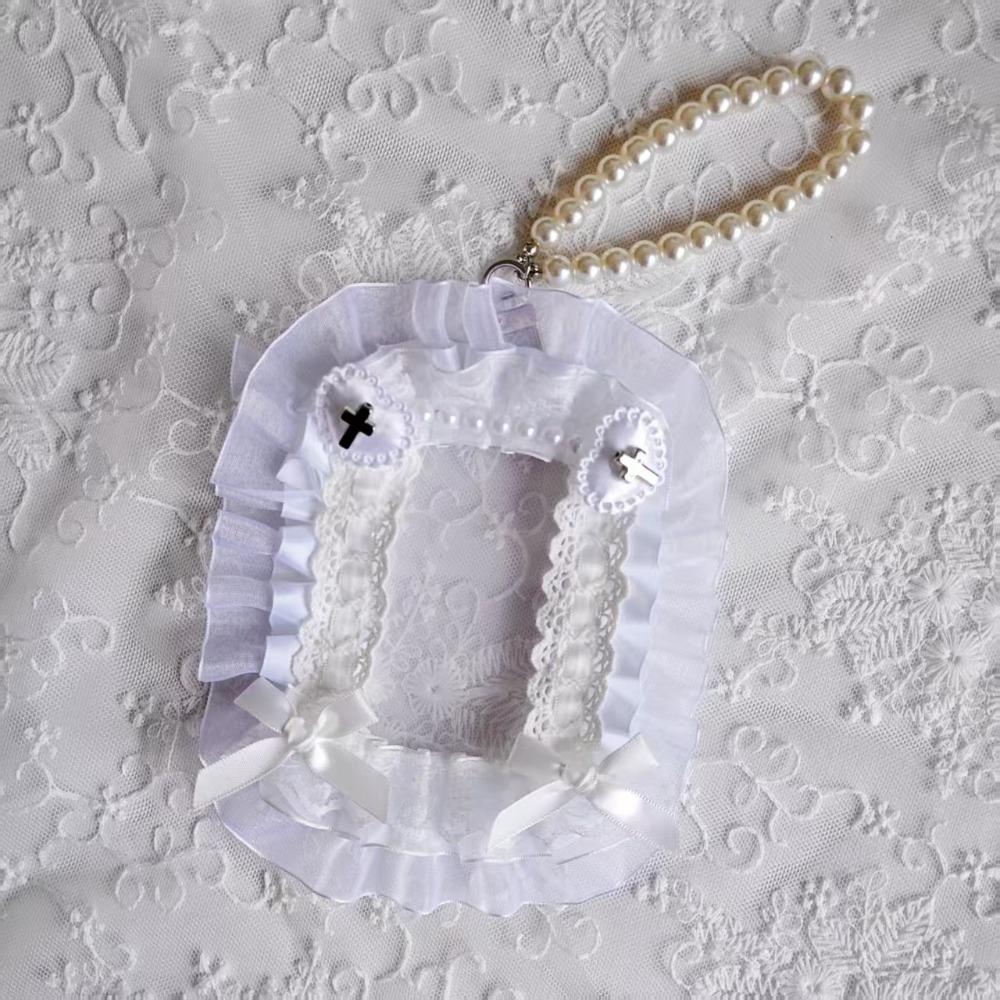 Sweet DIY Card Holder Lolita with Ribbon Lace Photocard Case with Strap Handmade Photo Protector Case Card
