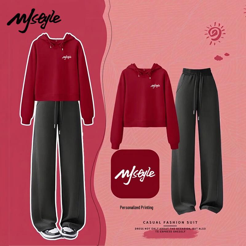 MJ STYLE Women s Casual Hooded Sweatshirt & Banana Pants Set L