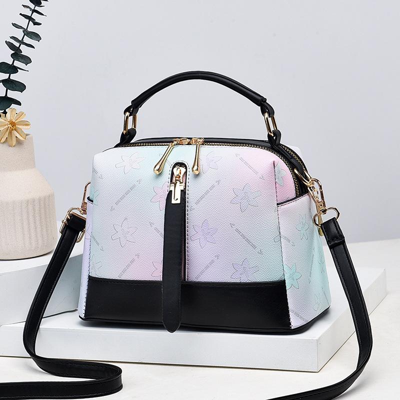 Small Crossbody Bags for Women Classic Double Zip Top Handle Satchel Bag Shoulder Purse Color-Block Cell Phone Purse for Women Mini Top Handle Handbag