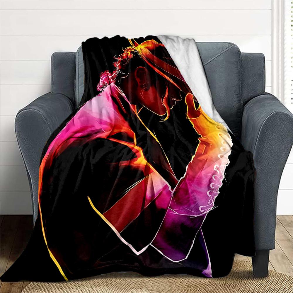 1pc Dance Legend Michael Jackson Outdoor Blanket Lightweight Flannel, Soft & Warm, All-Season Use for Sofa, Outdoor, Camping, Living Room021
