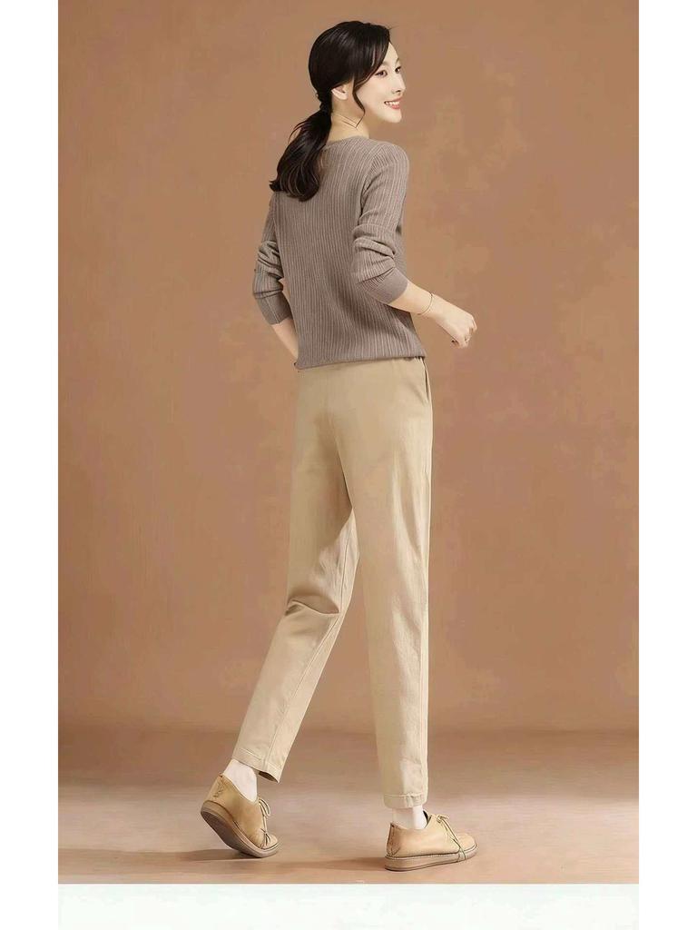 Women's Retro Carrot Harem Pants - Spring/Summer 2026 Collection, Casual Straight-Leg, Slimming Fit