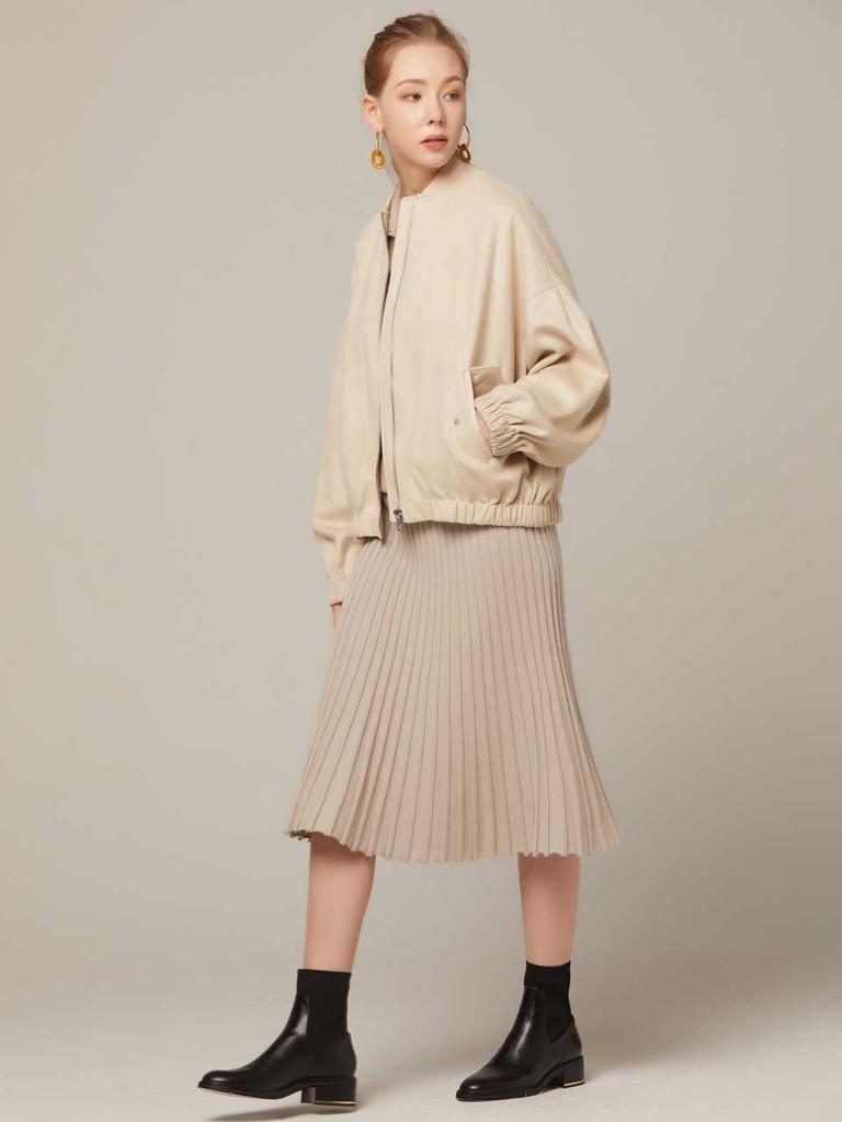 I Holic Cashmere Banded Flare Rib Knit Skirt
