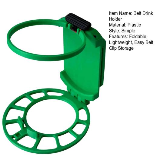 Nostalgie Foldable Belt Beverage Holder, Hands Free Drink Carrier Clip for Travel, Portable Cup Caddy Sports Game Hiking Concert
