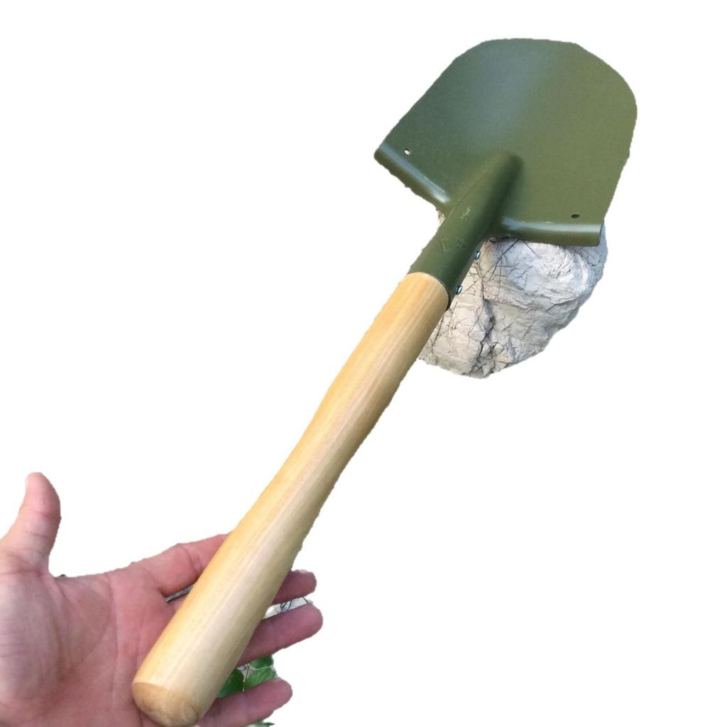 Compact Wooden Handle Multi-Purpose Engineer Shovel for Outdoors, Emergencies & Fishing
