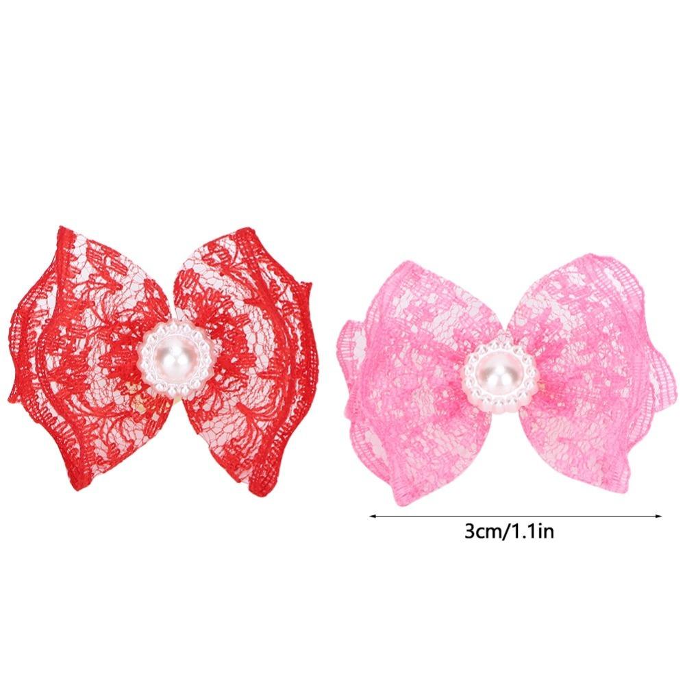 20Pcs Non-elastic Dog Hair Flower Bow Shape Pet Lace Headwear Pet Bow Hair Band  Daily Decoration