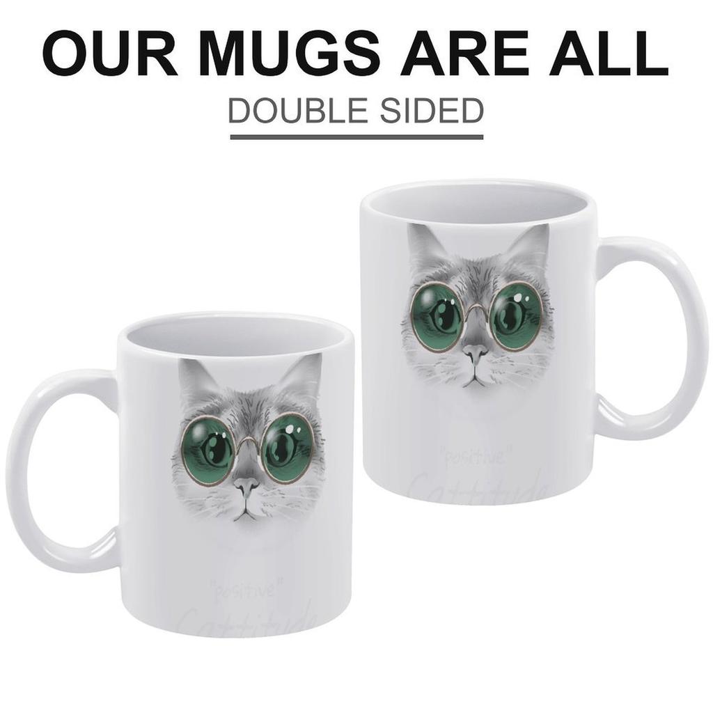 1 Förpackning 11oz Vit Keramisk Mugg Dubbelsidig Tryckt Detalj Stark Kaffekopp Idealisk För Hemmet Kontoret Daglig Uppfriskning