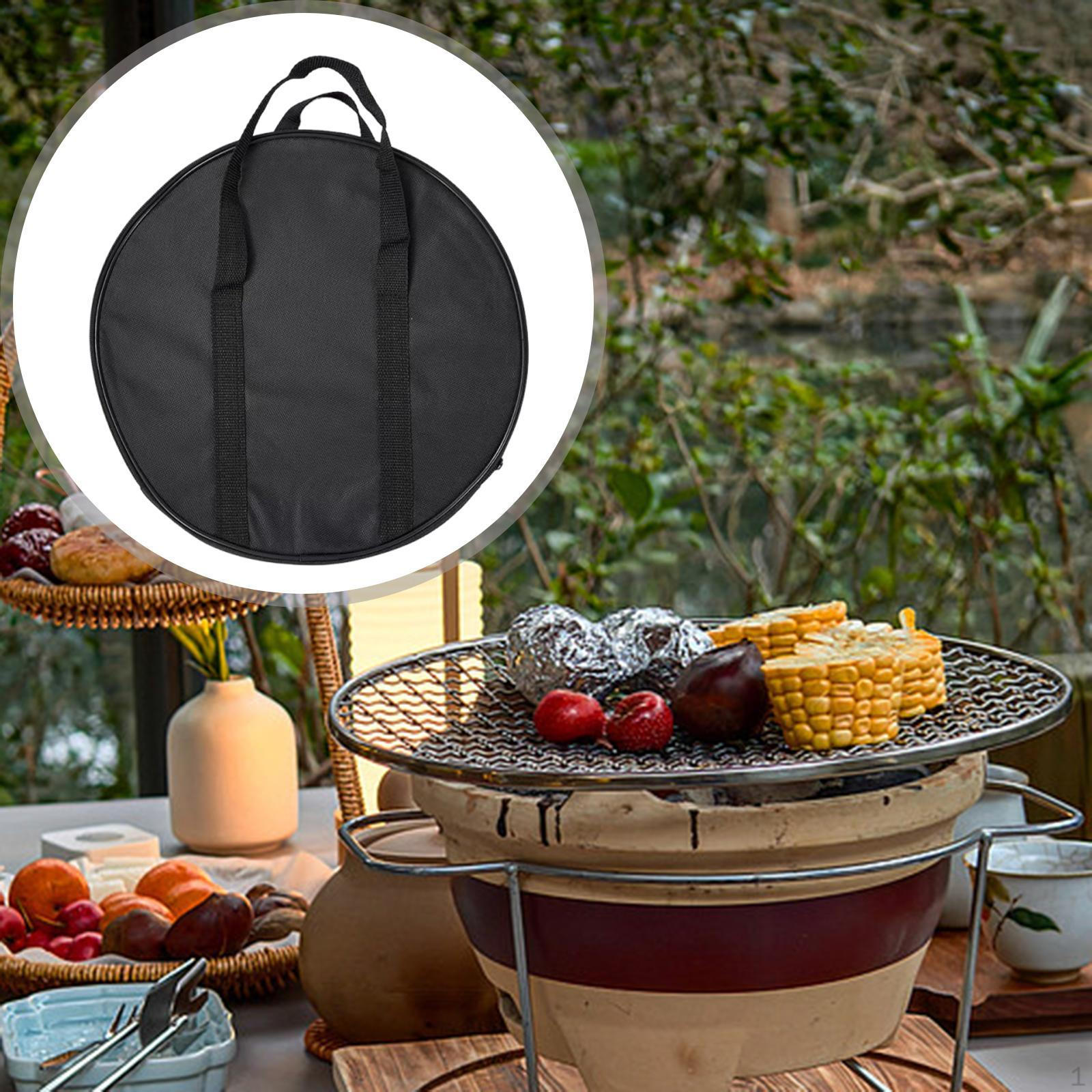 

Camp Carry Bag BBQ Grill Storage Handbag Tool Holder for Men Kitchen Cooking Round 33x14cm