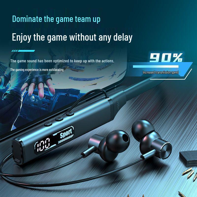 2025 Neckband Bluetooth Earbuds: Long Battery, Noise-Cancelling, Waterproof, Bass-Boosted for Running & E-sports