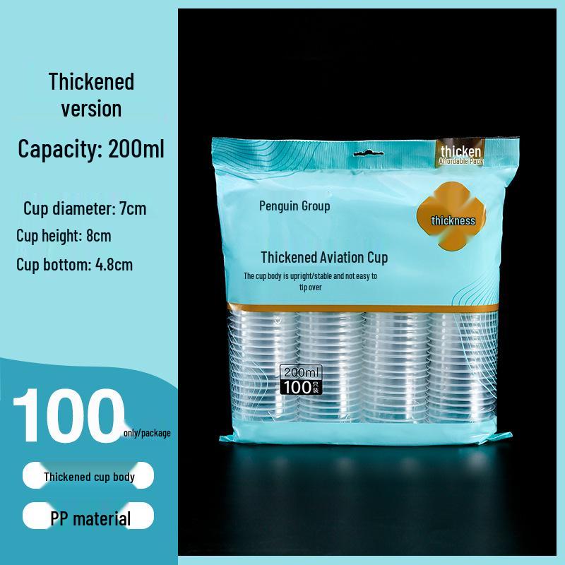 Transparent Thickened Disposable Plastic Cups for Airline, Catering, and Household Use - Free Shipping