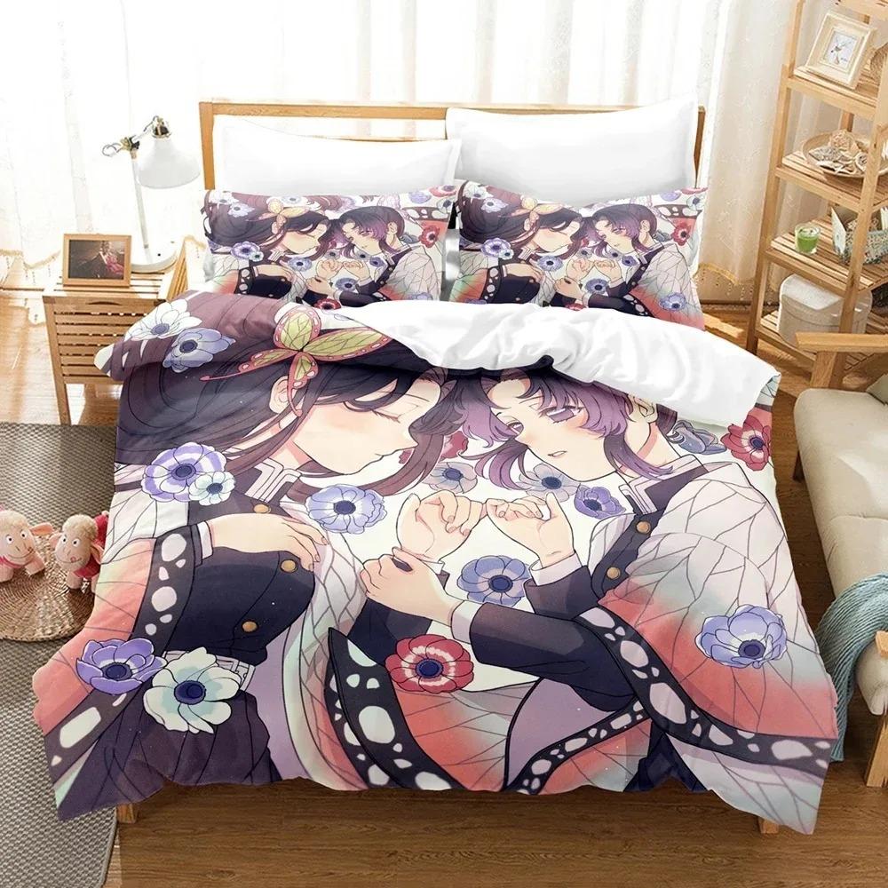 3D Anime Demon Slayer Kimetsu No Yaiba Bedding Sets Duvet Cover Set With Pillowcase Twin Full Queen King Bedclothes Bed Linen