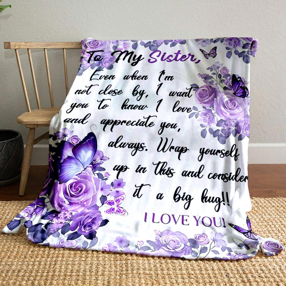 

Purple Floral Butterfly Sister Gift Blanket bedroom Blanket for Livingroom Couch lunch break Soft throw for Friend s festival Gift 80cm x 120cm