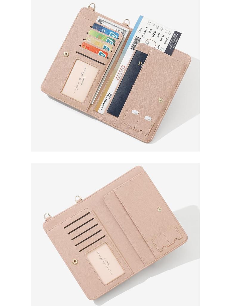 Passport neck smartphone overseas card travel snap button pastel colors case, strap, case, stylish, cute, lightweight, thin, small, women's, travel,