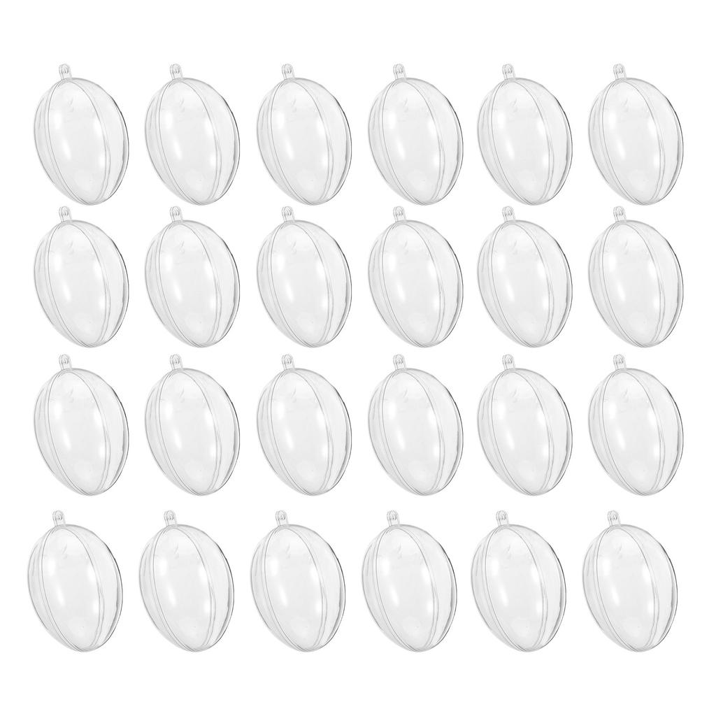 12Pcs Clear Plastic Egg Shaped Ornament Fillable Hollow Balls for Holiday DIY Decoration Christmas Tree Hanging Baubles Easter