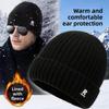 Men's Large-Fit Fleece-Lined Beanie - Thermal Knit Hat with Ear Flaps for Winter & Skiing
