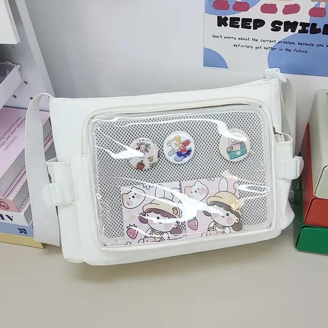 Preppy Style Candy Colour Cute Shoulder Bag Anime Expo Transparent Badge Display Messenger Bag Women Doll Itabag Crossbody Bag